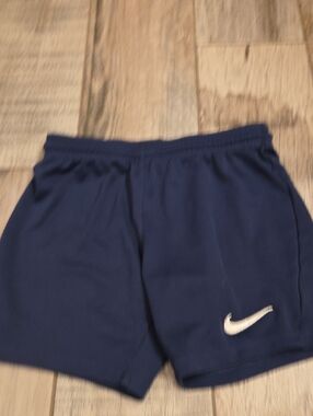 Nike Dark Blue Athletic Shorts with White Swoosh
